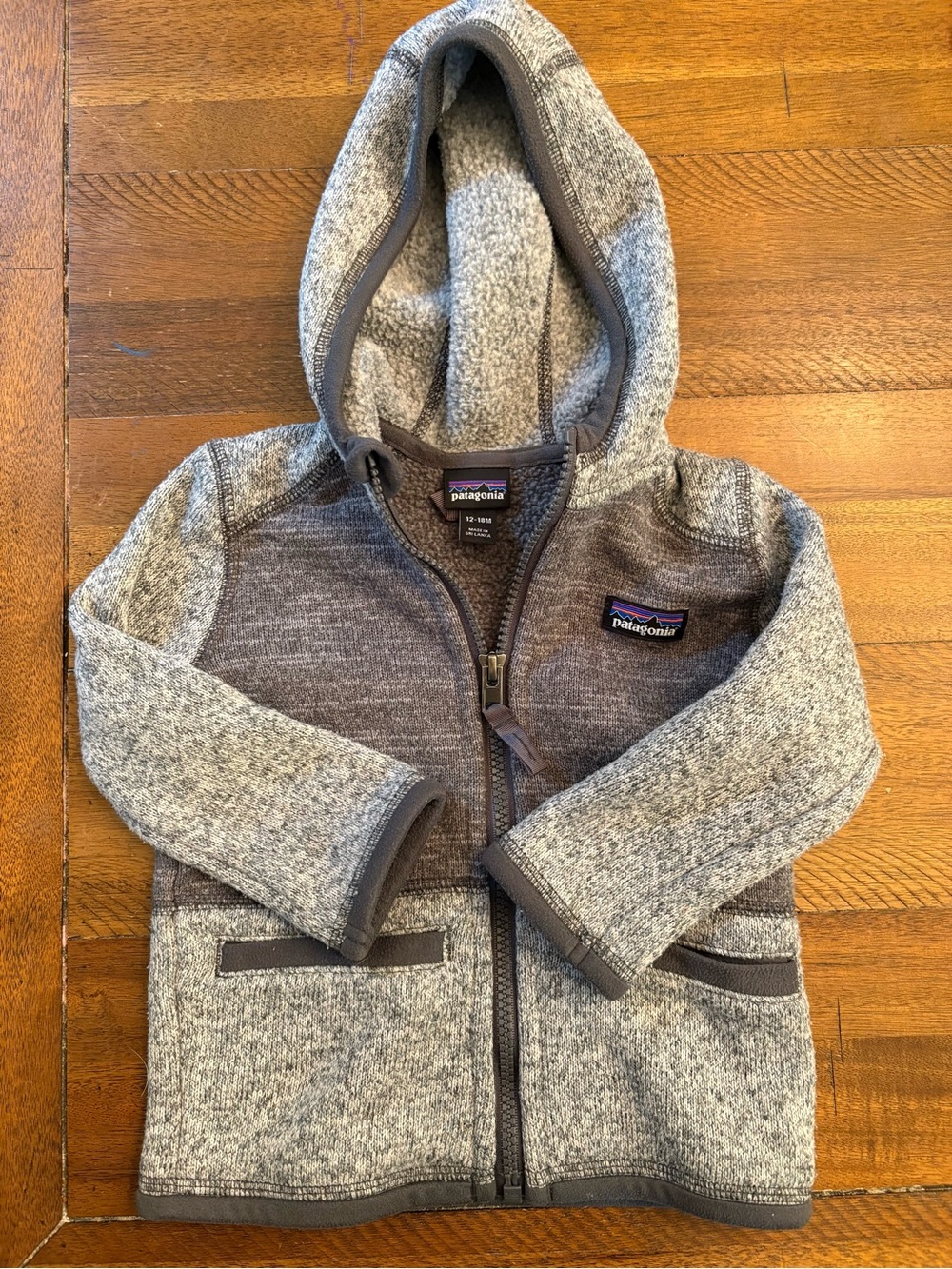 Patagonia Kids' Gray Hooded Zip Fleece jacket